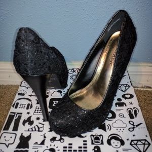 Black sequence heels